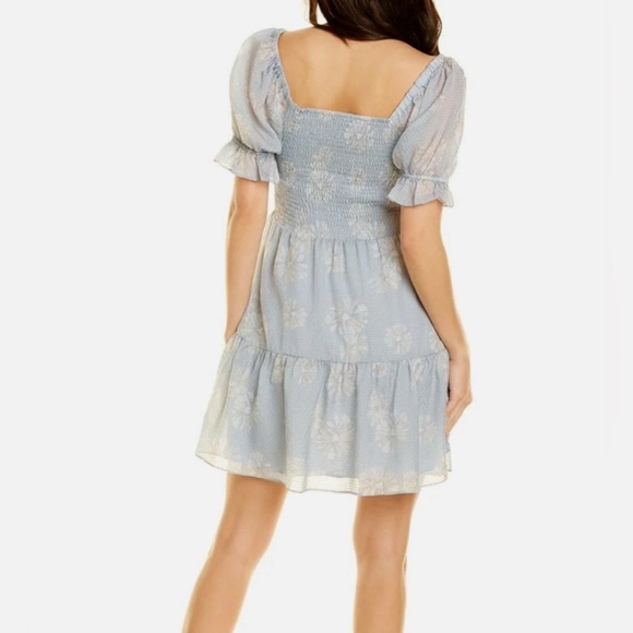Madewell Silk Lucie Smocked Mini Dress in Moody Blue size XL - Picture 5 of 14